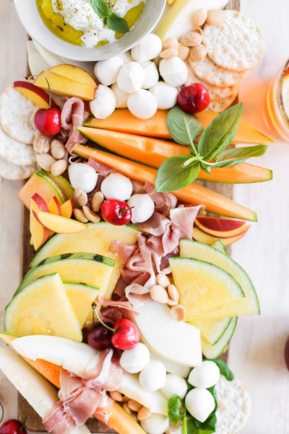 melon and cheese board. 