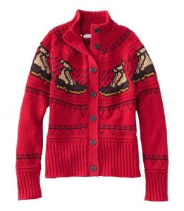 Fair Isle Sweaters for Fall red with a boot pattern. 