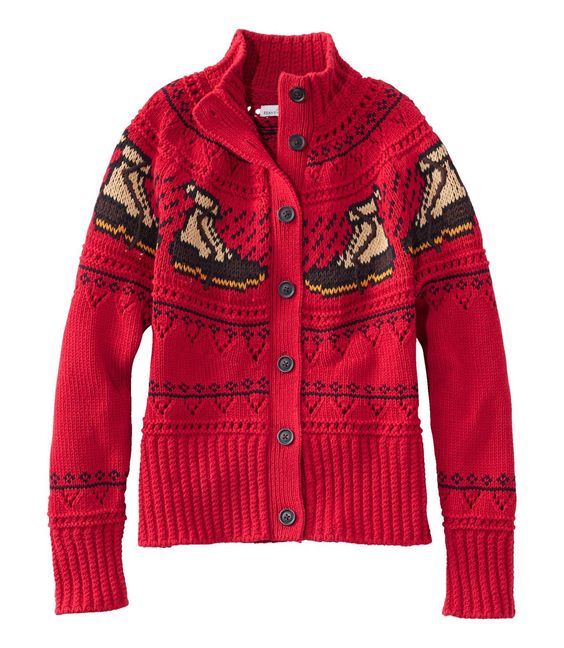 Fair Isle Sweaters for Fall red with a boot pattern.