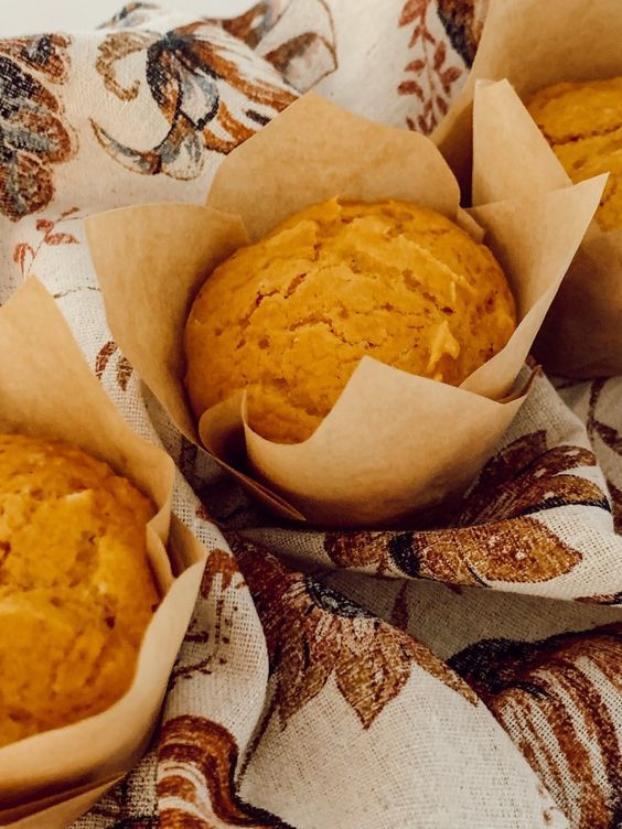 # Ingredient Pumpkin Muffins in a basket. 