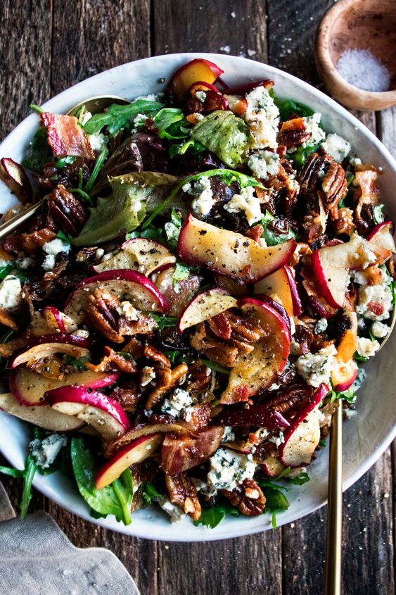 Friday Favorites Roasted Apple Salad with Caramelized Shallot Vinaigrette
