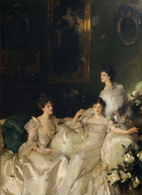 John Singer Sargent Painting of three women in white. 