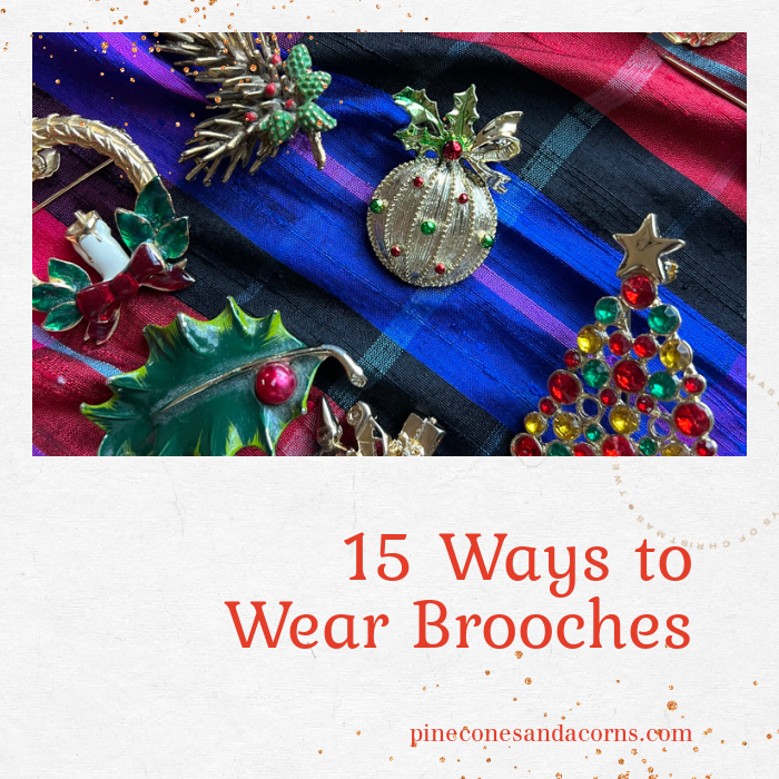 15 ways to wear brooches, brooches on a plaid cloth.
