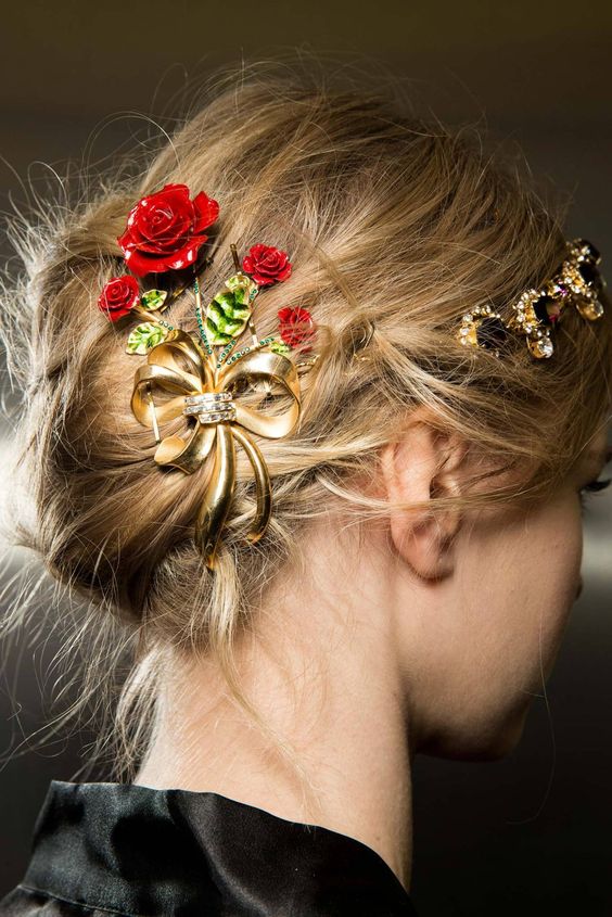brooches in your hair. 
