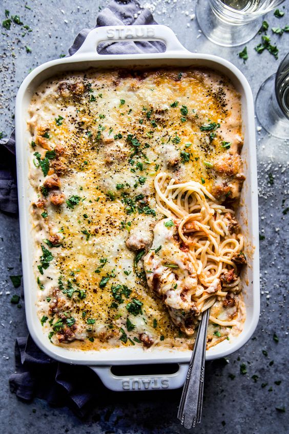 Spaghetti Alfredo Casserole 