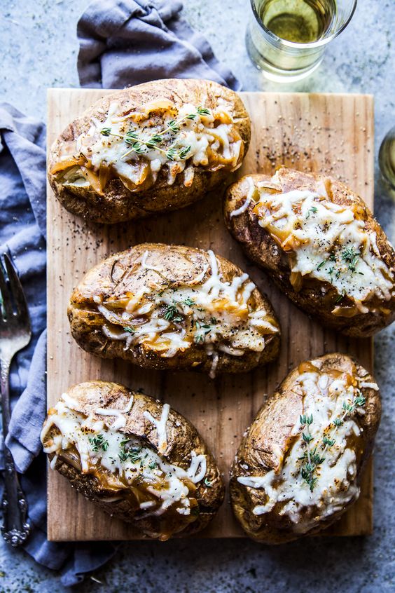 French onion loaded baked potatoes. 