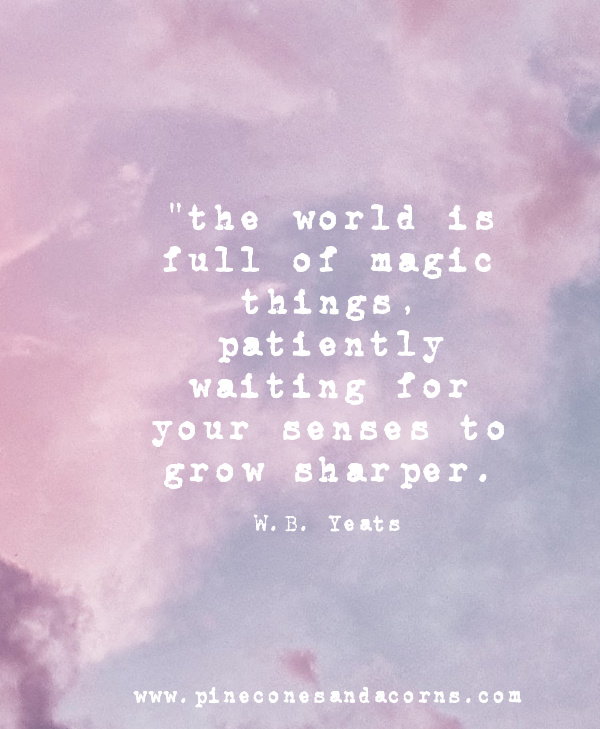 "the world is full of magic things, patiently waiting for your senses to grow sharper. W.B. Yeats 
