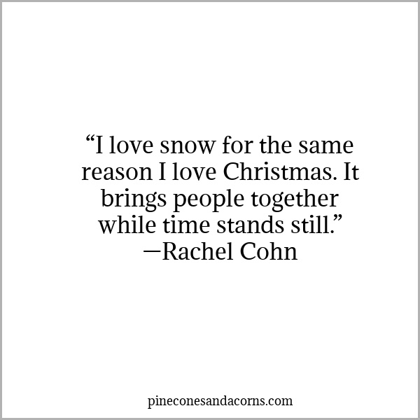 Quote Winter “I love snow for the same reason I love Christmas. It brings people together while time stands still.”