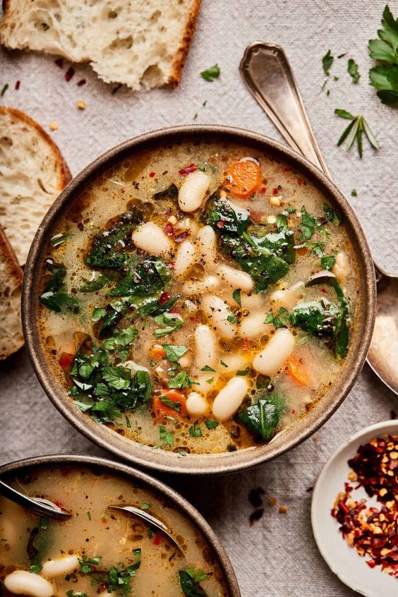 Tuscan white bean soup. 
