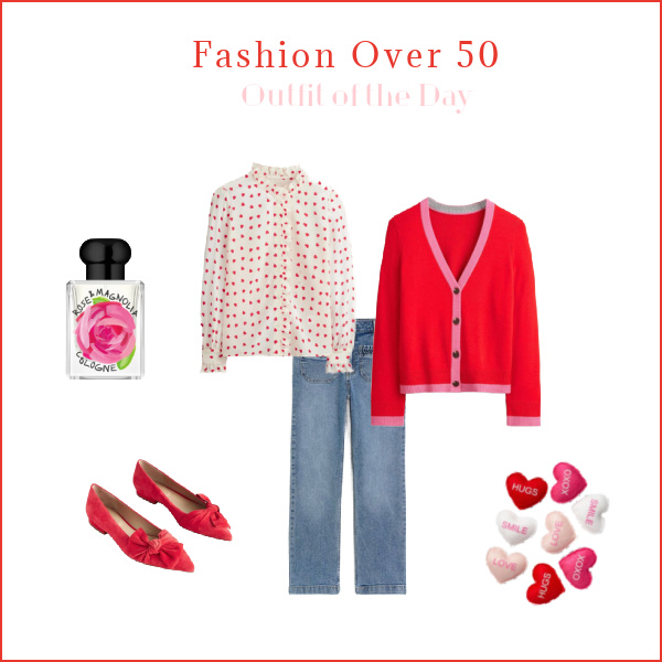 Fashion over 50 Valentine Outfit Red Sweater