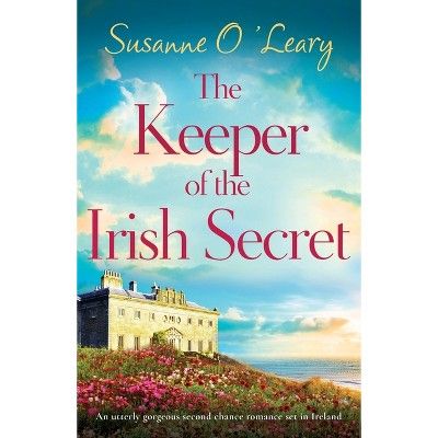 The Keeper of the Irish Secret Susanne O'Leary book cover with an house illuminated against a blue sky. 
