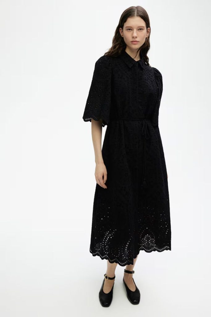 Black eyelet Midi dress. 