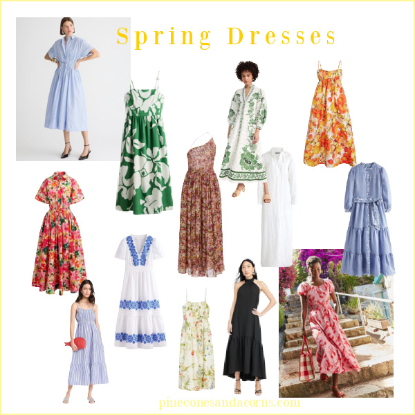 Fashion over 40 Spring Dresses collage. 