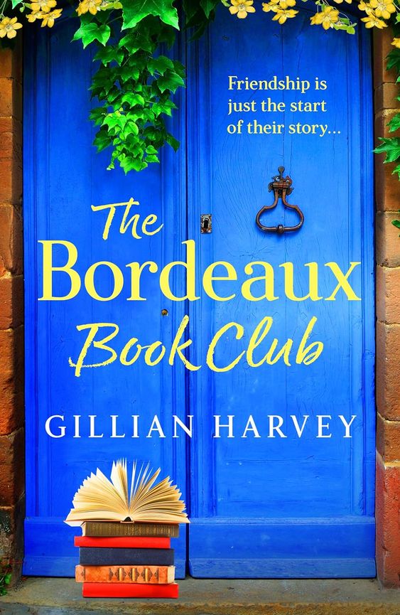 The Bordeaux Book Club book cover with a bright blue door. 