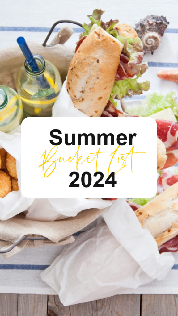 Summer Bucket List 2024 overlay on a picnic.