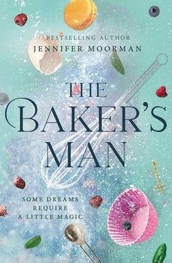 Book cover The Bakers Man with all sorts of baking paraphernalia. 