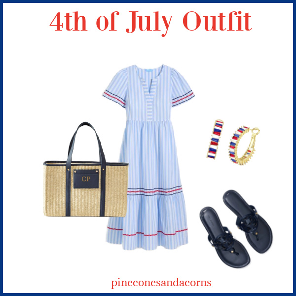 4th of July outfit red white and blue dress.