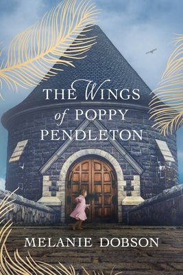 The Wings of Poppy Pendleton book cover with a little girl in a pink coat standing in front of a church. 