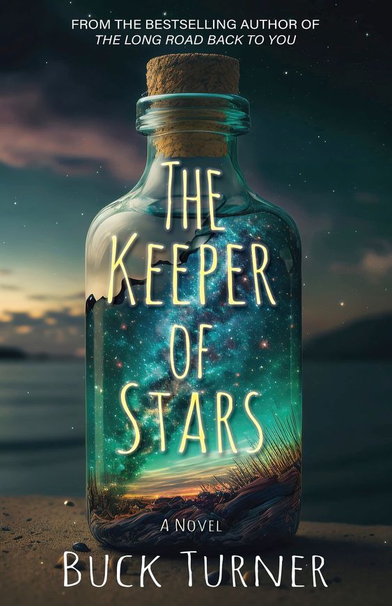 The Keeper of Stars book cover with a bottle filled with starts topped with a cork. 