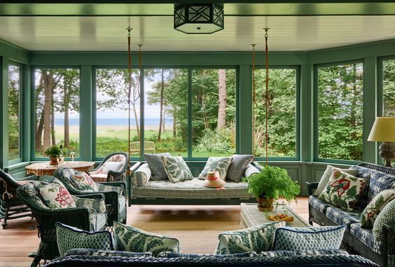 Lilse McKenna Maine cottage porche, green. 