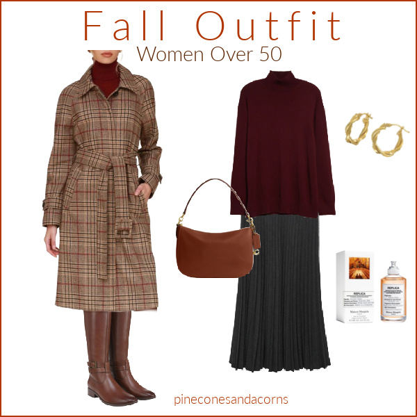 Fall Fashion Women over 50 plaid coat.