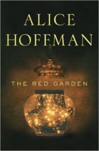 The Red Garden book cover with a jar that has lights in it. 