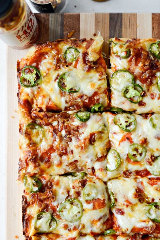 Bacon Jalapeño Focaccia Pizza is smoky, sweet and spicy!