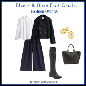 Black & Blue Fall outfit Fashion over 50