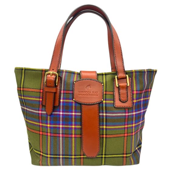 Fall tartan and leather bag Rebecca Ray. 