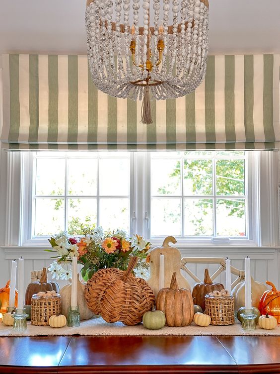 Fall Tablescape with candles and pumpkins
