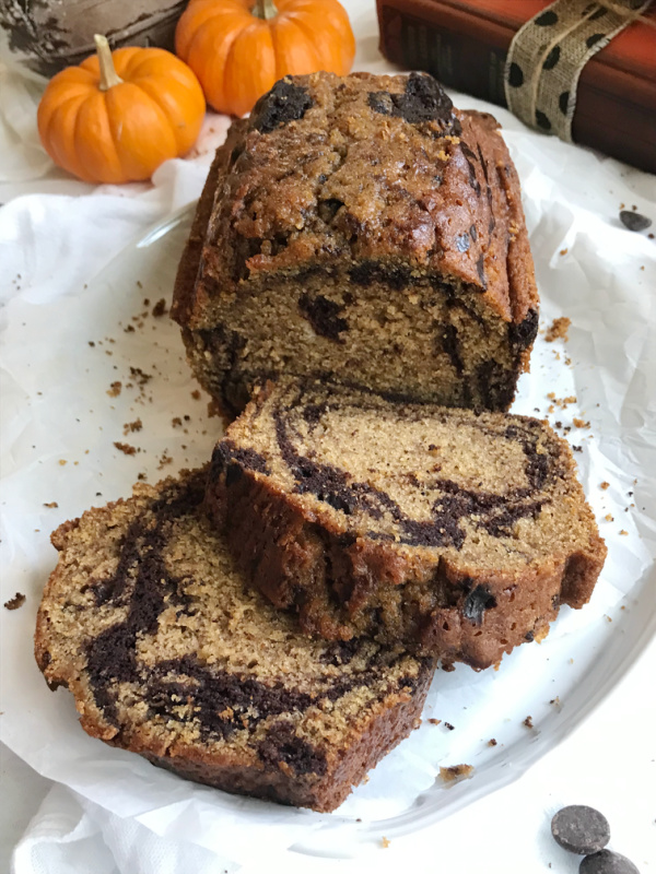 Chocolate pumpkin marble bread
