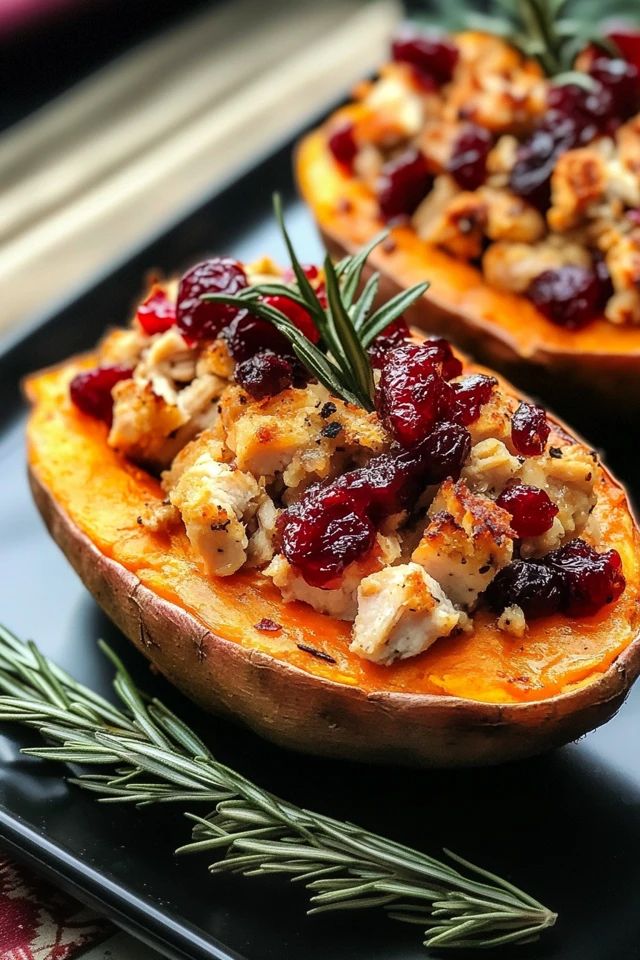 Turkey Cranberry Stuffed Sweet Potatoe