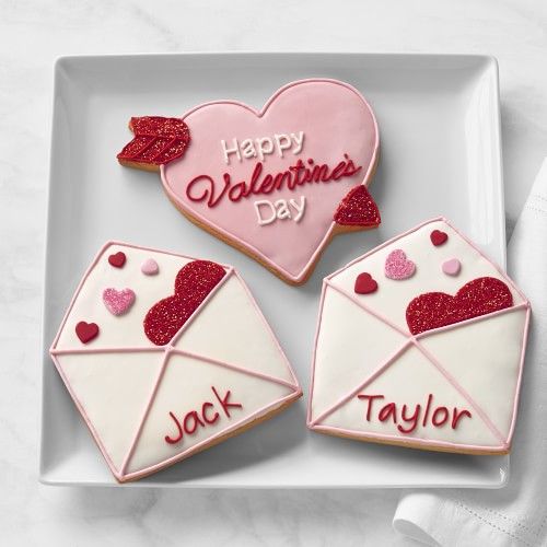 Valentines day gifts and finds Plate of love letter cookies. 