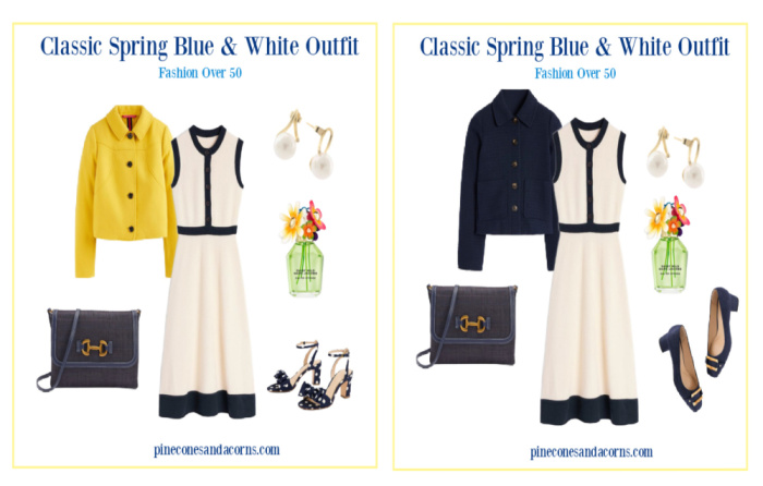 Blue and White Boden Dress Outfit 2 ways.