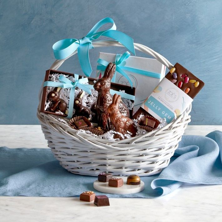 Easter basket filled with chocolate. 
