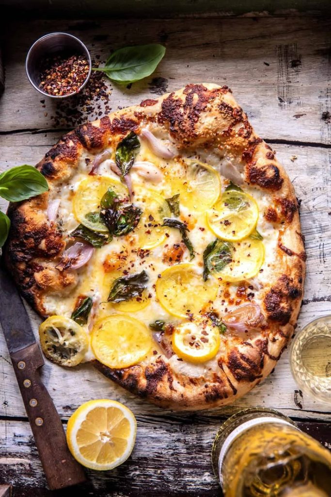 3 cheese lemon basil pizza. 