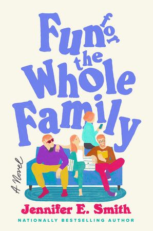 Fun for the Whole Family book cover with 4 people sitting on a couch. 