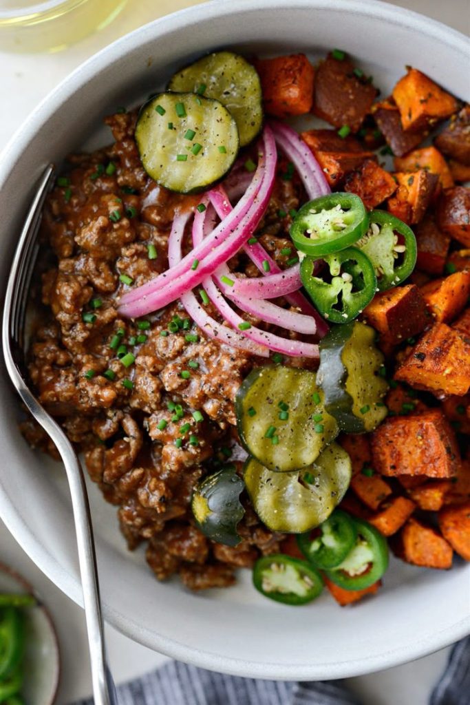 Sloppy Joe sweet potato bowl. 