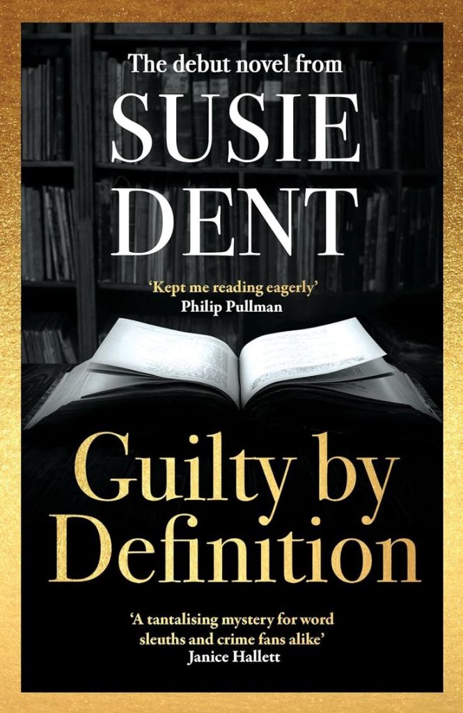 Guilt by Definition book cover, black with an open book. 