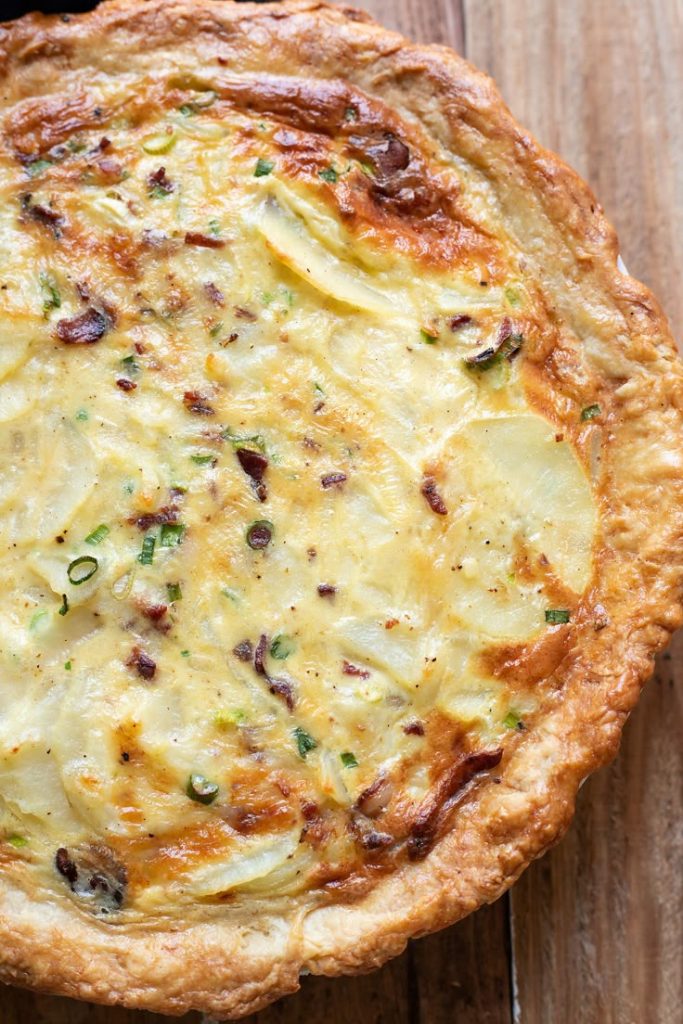 Potato, bacon onion quiche. 