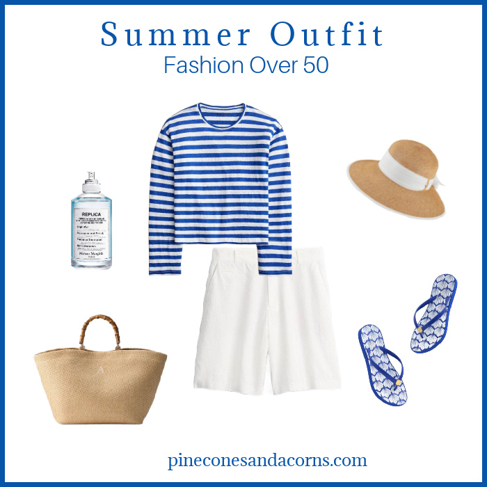 Fashion over 40 Blue and White Summer Outfit