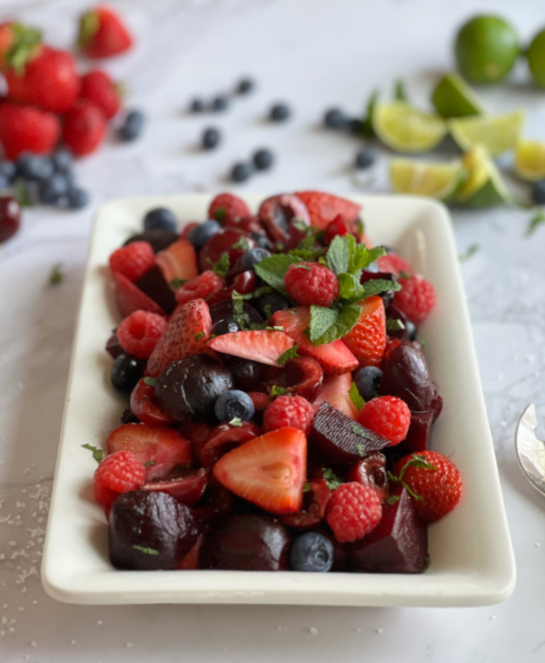 roasted beets and berries.
