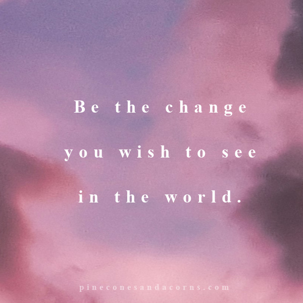 be the change you wish to see in the world