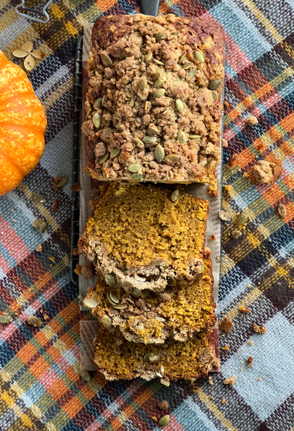 Pumpkin Spice Bread with Pepita Streusel Topping