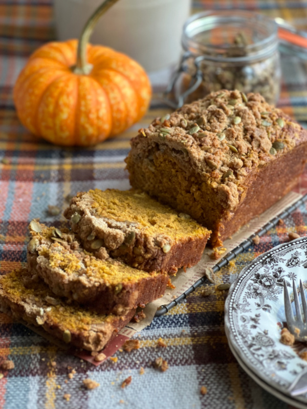 Pumpkin Spice Bread with Pepita Streusel Topping