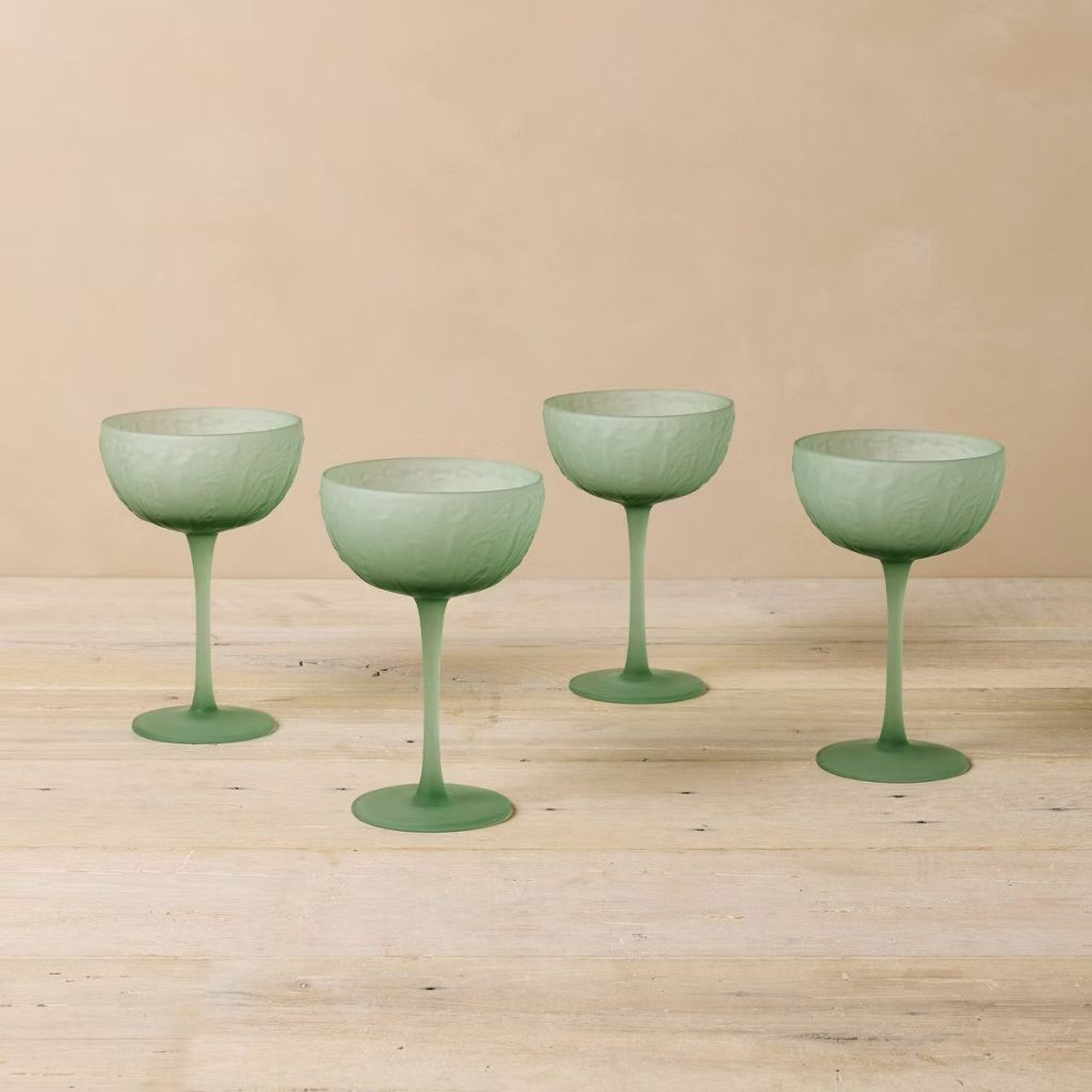 John Derian for Target Set of 4 Coupe Drinkware with Frosted Finish.