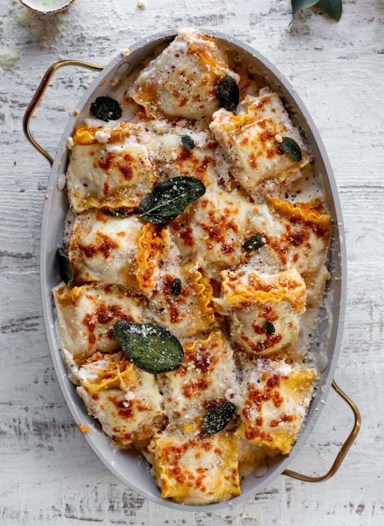 PUMPKIN LASAGNA ROLL UPS WITH CRISPY SAGE.
