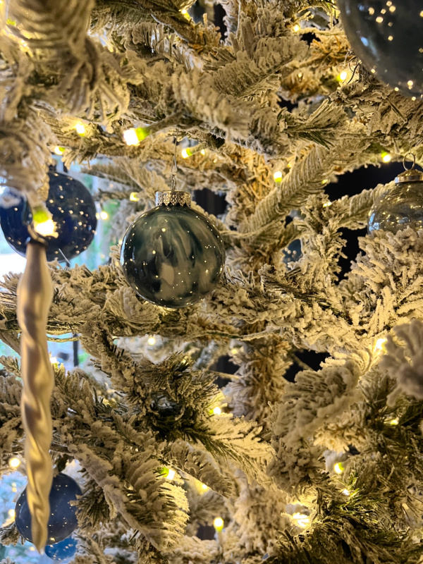 King of Christmas Flock Tree Closeup.