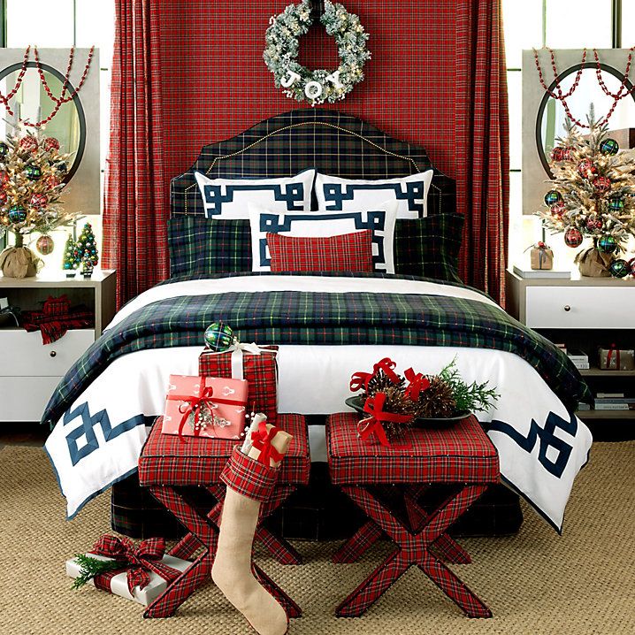 plaid bedroom.