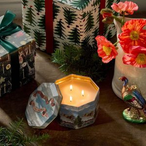 John Derian for Target 14oz Lidded Tin 3-Wick Scented Candle Winter Pine and Poppy.